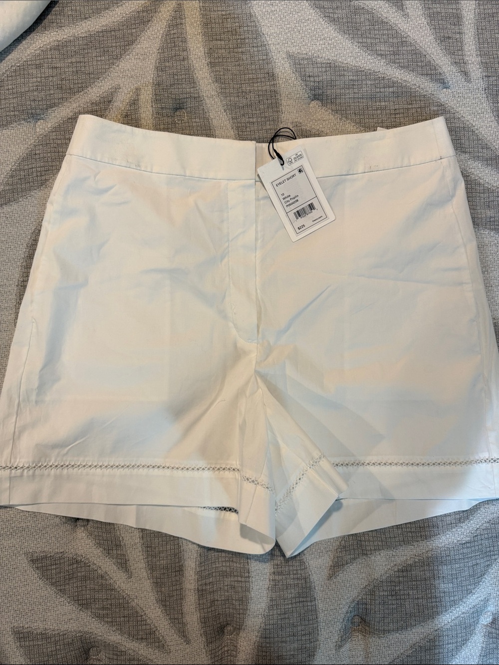 Theory White Women's Tailored Cotton Shorts with Hem Detail